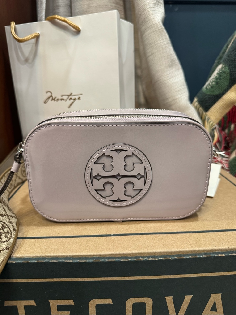 Tory Burch Pale Pink Leather Camera Crossbody